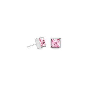 Coeur De Lion Brilliant Square Earrings - Silver Light Pink 500211917