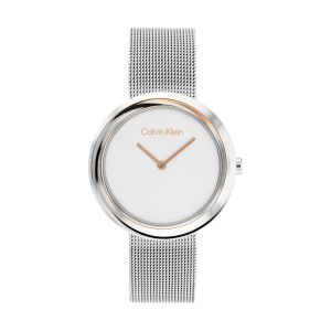 Calvin Klein Twisted Bezel Two-Tone Watch - Mesh Bracelet
