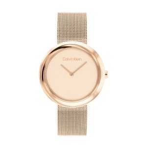 Calvin Klein Twisted Bezel Rose Gold Watch - Mesh Bracelet