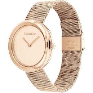 Calvin Klein Twisted Bezel Rose Gold Watch - Mesh Bracelet
