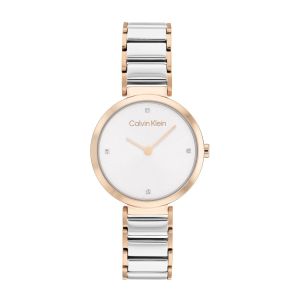 Calvin Klein Minimalistic T Bar Watch - Rose Gold and Silver