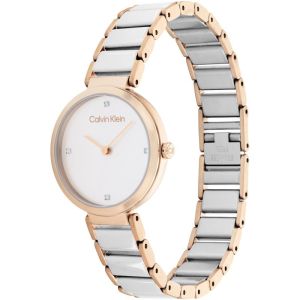 Calvin Klein Minimalistic T Bar Watch - Rose Gold and Silver