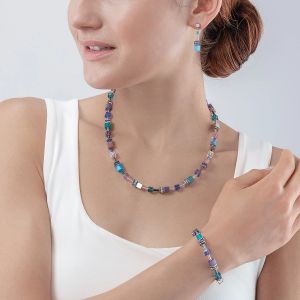 Coeur De Lion GeoCUBE Necklace - Iconic Turquoise and Purple 2839100608
