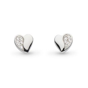Kit Heath Miniature Sweet Heart Silver and CZ Stud Earrings 40032CZ027