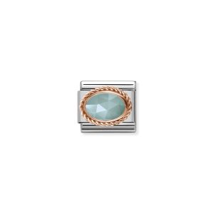 NOMINATION Composable Classic RICH SETTING STONE in steel and 375 gold Amazonite 430507_32