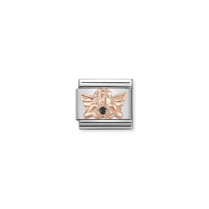NOMINATION Composable Classic Symbols in stainless steel with 9K rose gold and CZ Guardian Angel