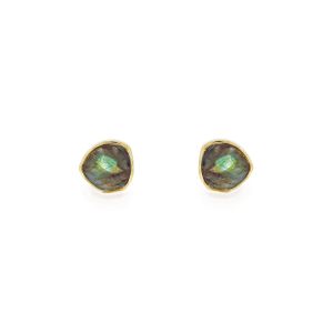 Sarah Alexander Olive Grove Labradorite Gold Stud Earrings