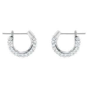 Swarovski Stone Pierced Earrings, Small, White, Rhodium Plating 5446004