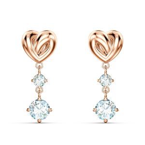 Swarovski Lifelong Heart Pierced Drop Earrings - Rose Gold Plated  - 5517942