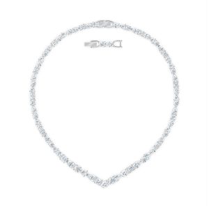 Swarovski Tennis Deluxe V Necklace - White with Rhodium Plating 5556917