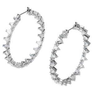Swarovski Millenia Hoop Earrings Open Triangle - White with Rhodium Plating 5602230