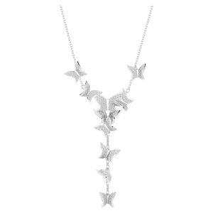 Swarovski Lilia Butterfly Y Necklace  - White with Rhodium Plating - 5636415