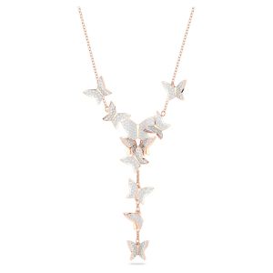 Swarovski Lilia Butterfly Y Necklace  - White and Rose Gold Tone 5636419