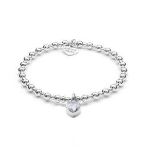 Annie Haak Mini Orchid Silver Charm Bracelet - Crystal Heart Charm