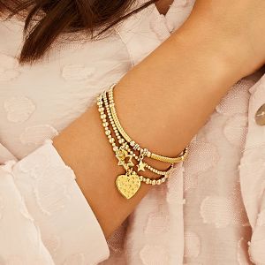 Annie Haak Mini Orchid Gold Charm Bracelet - Heart with Stars B2094-17