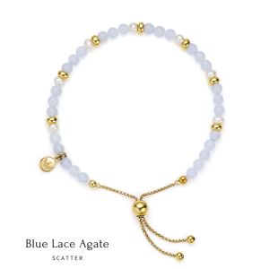Jersey Pearl Sky Bracelet - Scatter Style in Blue Lace Agate