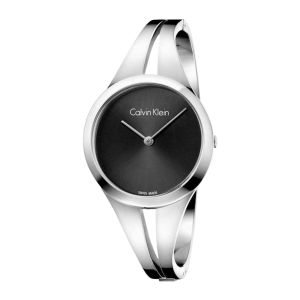 Calvin Klein Ladies Addict Bangle Watch - Silver and Black Tone