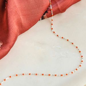 Daisy Treasures Coral Beaded Necklace - Silver BN03_SLV
