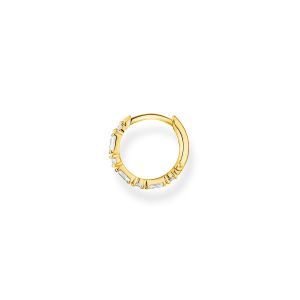 Thomas Sabo Single Earring - Mixed White Stone Slim Hoop in Gold