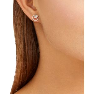 Swarovski Creativity Circle Pierced Earrings, White, Rose Gold Plating 5199827