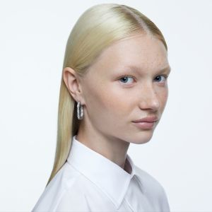 Swarovski Dextera Hoop Earrings Medium - White with Rhodium Plating 5618308