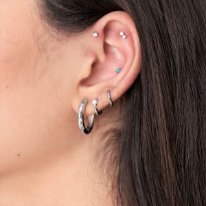 Ania Haie Kyoto Opal Cabochon Huggie Hoop Earrings - Silver - E035-15H