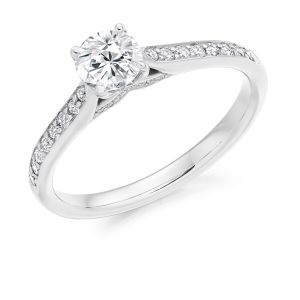 Round Brilliant Solitaire Ring with Diamond Band