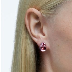 Swarovski Gema Stud Earrings - Pink with Rhodium Plating 5614455