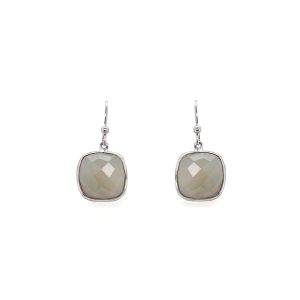 Sarah Alexander Glimmer Grey Chalcedony Square Earrings