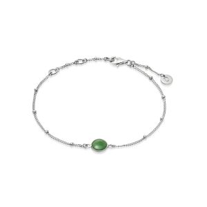Daisy Green Aventurine Healing Stone Bobble Bracelet - Silver HBR1001_SLV