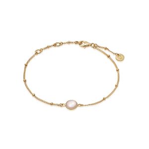Daisy Rose Quartz Healing Stone Bobble Bracelet - Gold HBR1005_GP