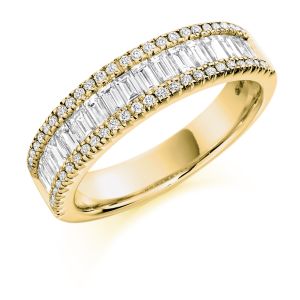 Raphael Collection Half Eternity Ring - Round and Baguette Cut Diamonds