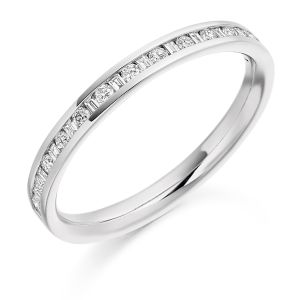 Raphael Collection Half Eternity Ring - Channel Set Round and Baguette Diamonds