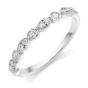 Raphael Collection Half Eternity Ring, Round Brilliant Rubover Marquise Setting 