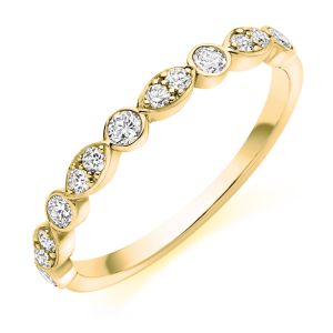 Raphael Collection Half Eternity Ring, Round Brilliant Rubover Marquise Setting 