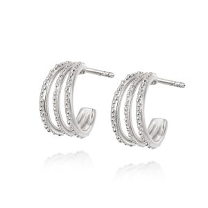 Daisy Amanda Huggie Hoop Earrings - Silver