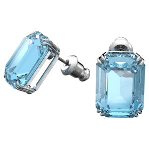 Swarovski Millenia Octagon Crystal Stud Earrings - Blue with Rhodium Plating 5614935