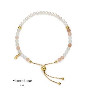 Jersey Pearl Sky Bracelet - Bar Style in Moonstone, Pearl and Gold