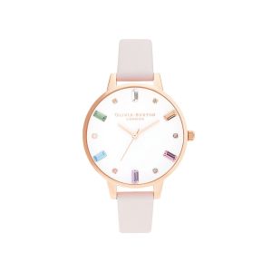 Olivia Burton Rainbow Baguette Stone Blossom and Rose Gold Watch OB16RB22