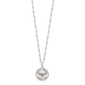 Olivia Burton Lucky Bee Coin Silver Pendant Necklace OBJAMN138