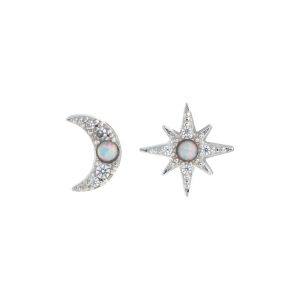 Olivia Burton North Star and Moon Opal Silver Stud Earrings OBJCLE55