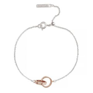 Olivia Burton Classic Interlink Chain Bracelet Silver and Rose Gold OBJENB15B