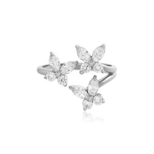 Olivia Burton Sparkle Butterfly Marquise Butterfly Statement Ring Silver OBJMBR09