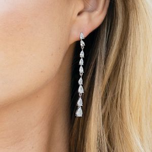 Ivory & Co Paris Crystal Long Drop Rhodium Earrings