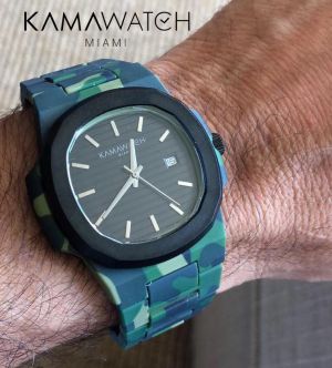 Kamawatch Vintage Dynamo Watch - Black and Dark Green Camouflage