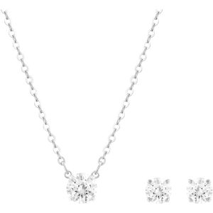 Swarovski Attract Round Necklace & Earrings Set, White, Rhodium Plating 5113468