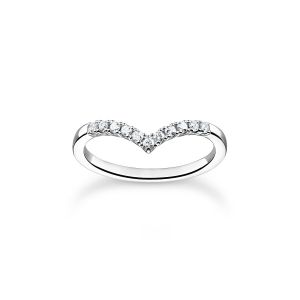 Thomas Sabo V-Shape Silver Ring with White Stones TR2394-051-14