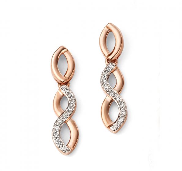 Elements Gold 9ct Rose Gold Pavé Entwined Earrings GP2086