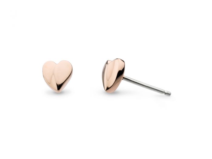 Kit Heath Miniature Sweet Heart Rose Gold Plate Stud Earrings