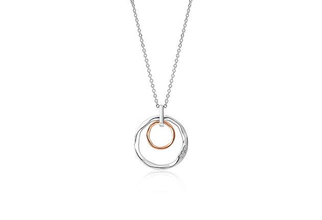 Clogau Ripples Double Hoop White Topaz Pendant 3SRPP0206